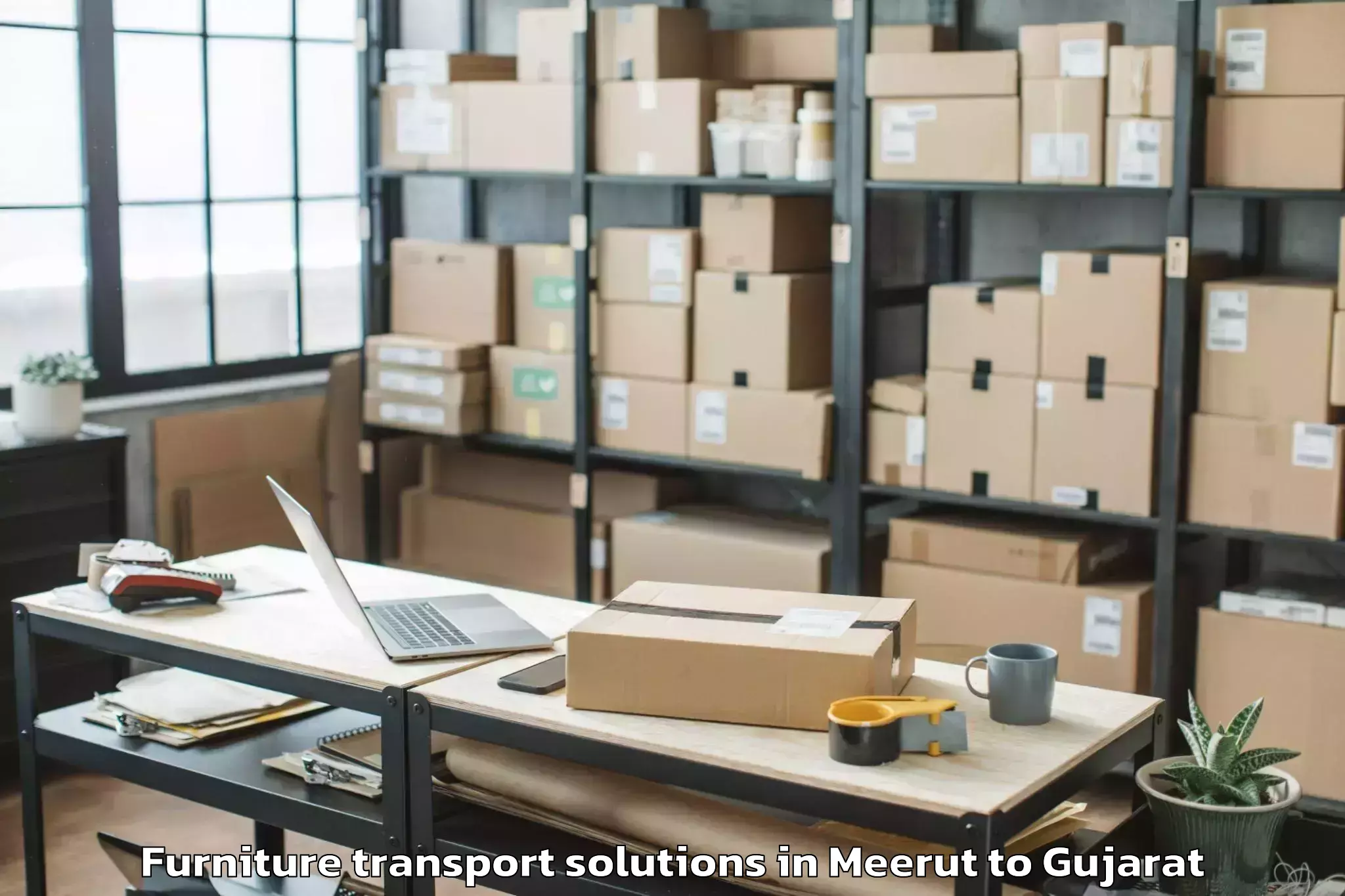 Affordable Meerut to Bhanvad Furniture Transport Solutions